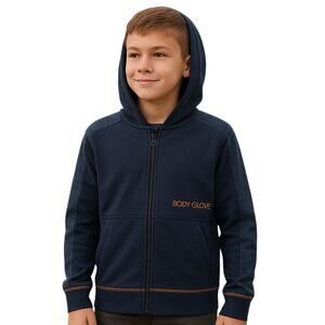 Body Glove Boys Large Blue Hoodie Zip Up Jacket Lightweight Activewear